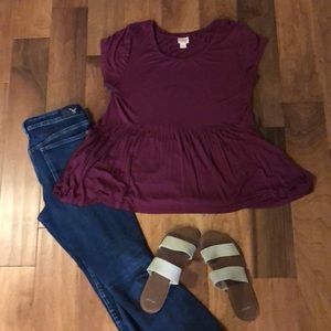 Maroon peplum top